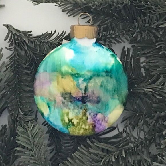 Modern Hand Painted Glass Ornament - Picture 1 of 2